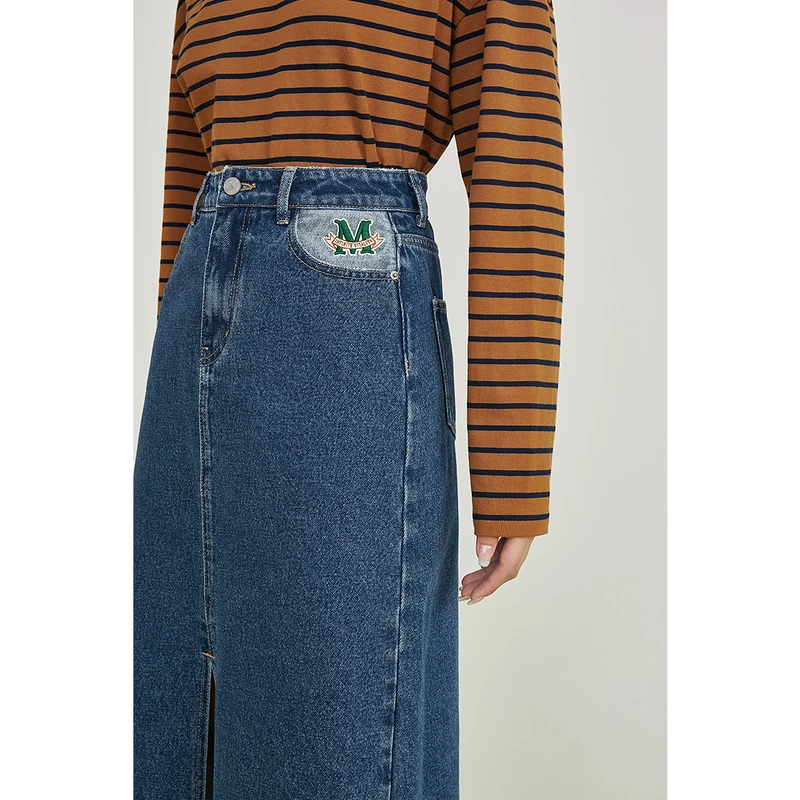 INMAN Женская юбка весна-осень винтажный минималистичный дизайн с вышивкой и