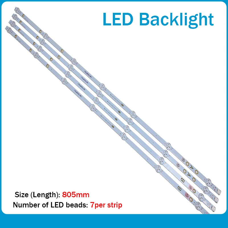 

new4pcs / lot 7LED 805mm LED backlight strip for Vestel 17DB43H P43d300 LB43007 17DLB43VLXR1 VES430UNDL-2D-N12 VES430UNDA-2D-N12