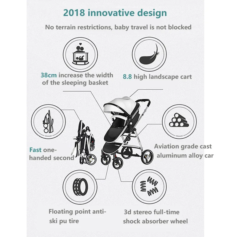 Коляска для новорожденных 2 в 1 с высокой посадкой легко складывается | Мать и