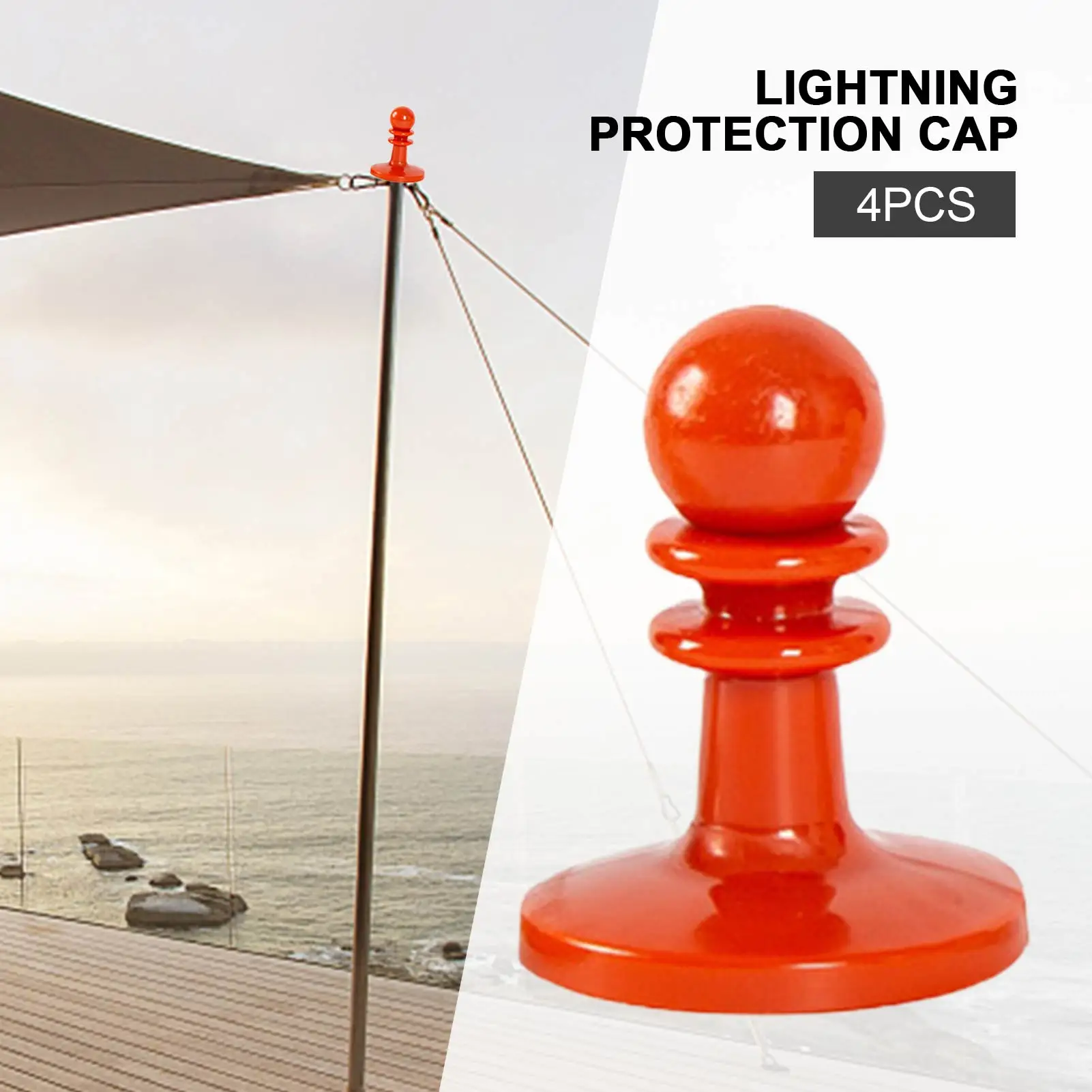 

4 Pcs/Set Lightning Protection Proof Cap Camping Canopy Tent Poles Awning Rod Support Bar Anti-Thunder Protection Cover Hat