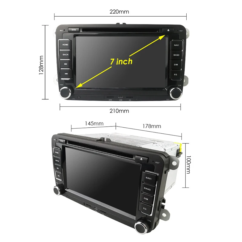 Автомобильный мультимедийный DVD-плеер Android 9 1 2 Din автомагнитола + 16 USB SD GPS для VW Golf