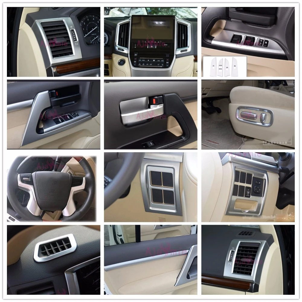 

Chrome Car Styling 2008-2017 Door Handle holder Bowl AC Outlet Vent Cover Panel Trim For Toyota LC Land Cruiser 200 Accessories