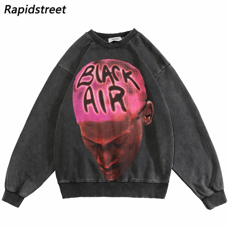 

Свитшот мужской в стиле хип-хоп, уличная одежда с принтом граффити, хлопковый Повседневный пуловер в стиле Харадзюку, зима