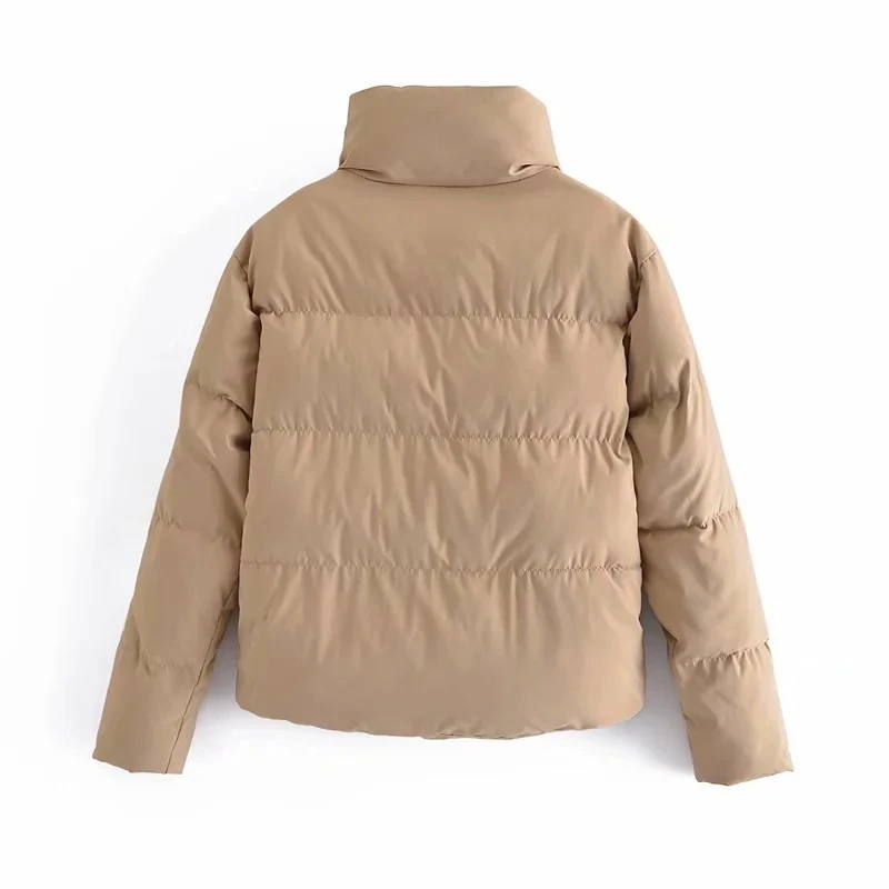 Women Zipper Warm Long Sleeve Cotton Coat  Puffer Jacket Parkas Mujer Coat y2k Outerwear Solid Short Jacket Autumn Winter Female