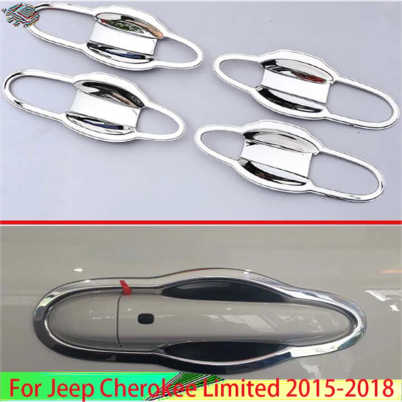 For Jeep Cherokee Limited 2015-2018 Car Styling Accessories ABS Chrome Door Handle Bowl Cover Cup Cavity Trim 2016 2017 | Автомобили и