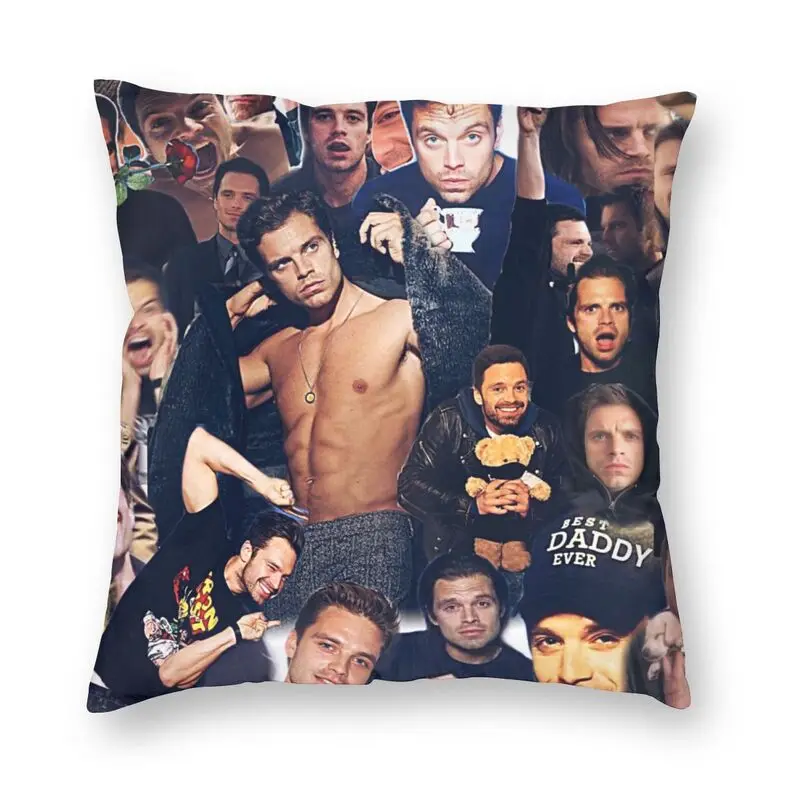 

Nordic Personalized Sebastian Stan Collage Pillow Cover Home Decor 3D Printed Cushion Cover for Living Room Decorative Cushion