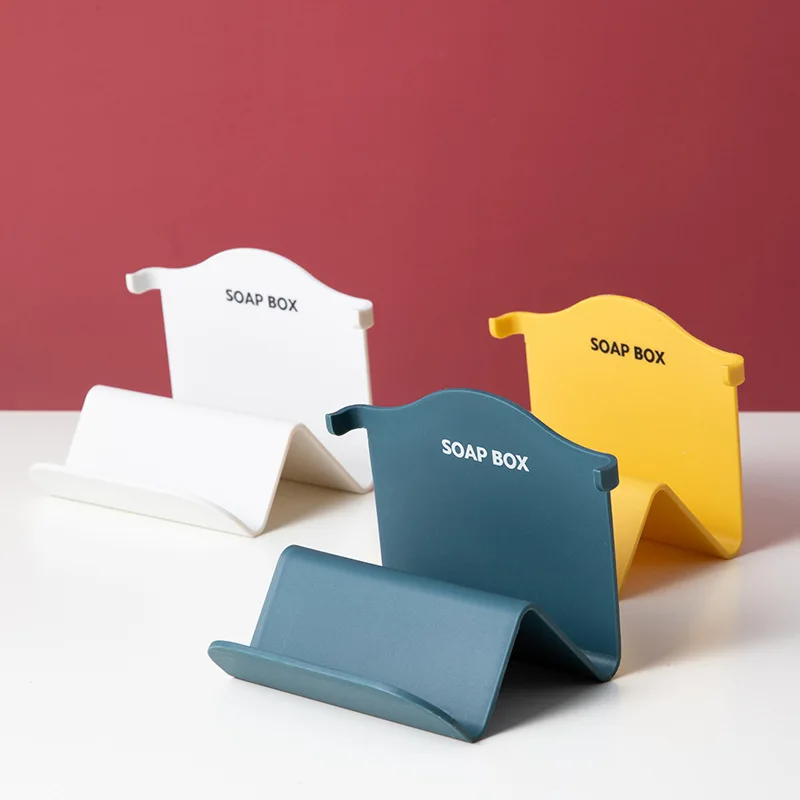 

Soap Box Wall Mounted Soap Phone Holder Container Storage Bathroom Toilet Cartoon Plastic Drain Soap Tray Sticker Punch-free