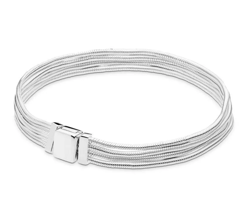

925 Sterling Silver pandora Bracelet Reflexions Multi-Chain Bracelet & Bangle Fit Women Bead Charm Diy Europe Jewelry