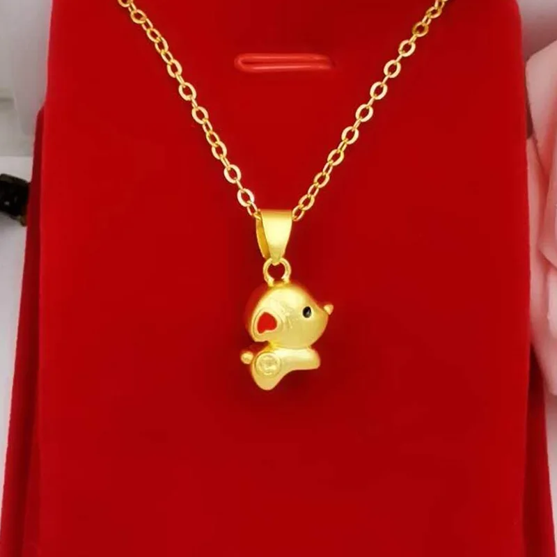 Оптовая цена подвески и ожерелья из чистого золота для женщин/девушек ожерелье в