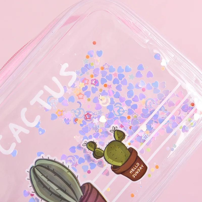 Прозрачный карандаш кактус чехол для школы Kawaii коробка карандашей с единорогом