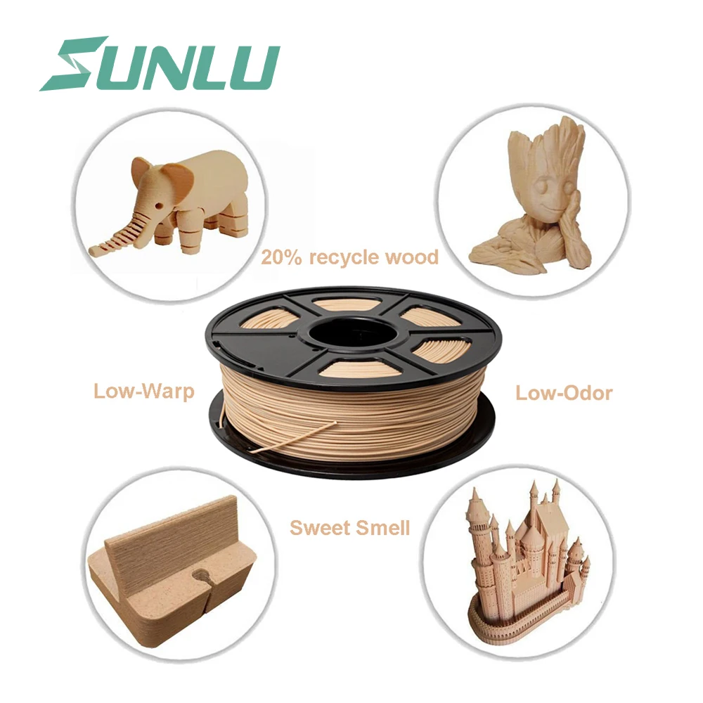 

Enotepad PLA WOOD Filament 1.75mm No Bubble Eco-friendly Polycarbonate Wooden Color Filaments 1kg