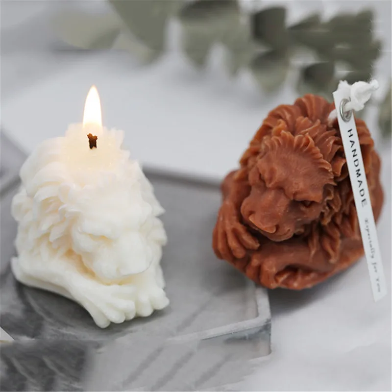 

3D Lion Candle Mold Resin Crafts Handmade Lion Candle Silicone Molds DIY Soap Aromatherapy Decoration Fondant Cake Baking Mould