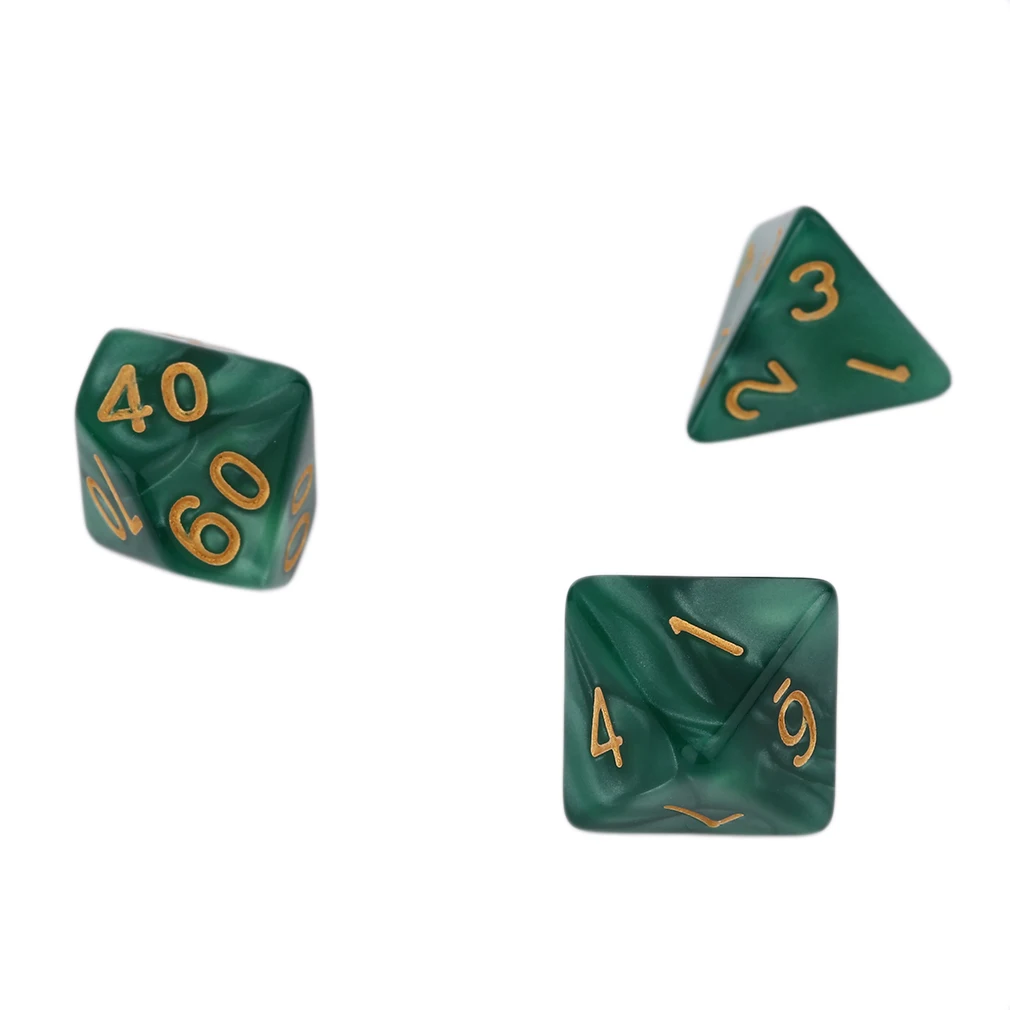 Яркий набор из 7 предметов, креативные многогранные акриловые Dice16-20Mm с жемчугом D4 D6 D8 D10 D12 D20