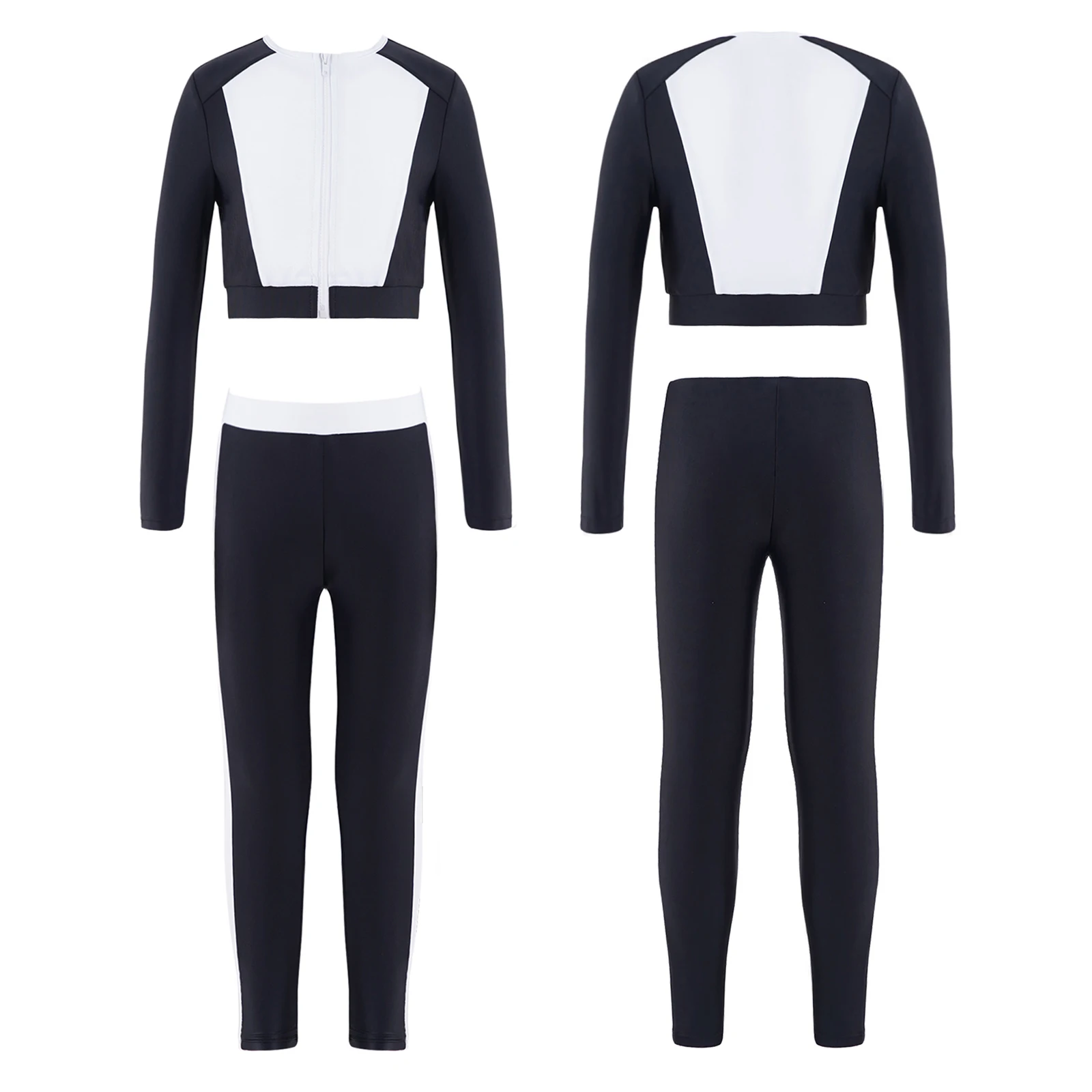 

Спортивный костюм для девочек, комплект из двух предметов, спортивная одежда для тренировок, спортивный топ на молнии с длинным рукавом и шт...