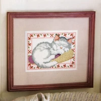 cat linen cross stitch kit packages counted cross stitching kits new pattern not printed cross stich painting set
