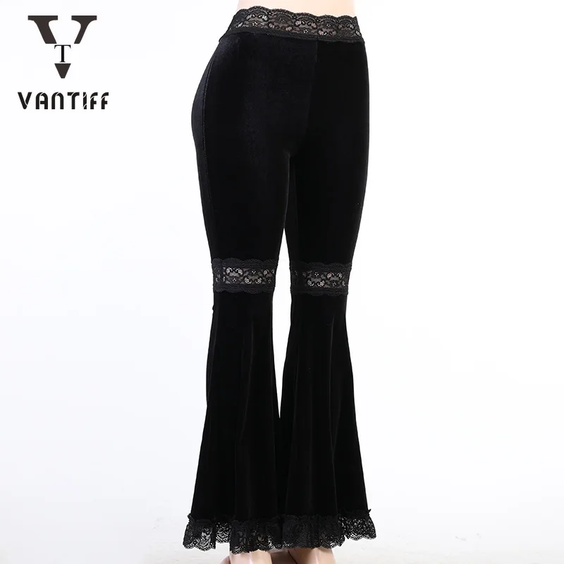 

Elegant High Waist Flared Pants Stitched Lace Wide-legged Pants European and American Dark Hip-hop College Female Students