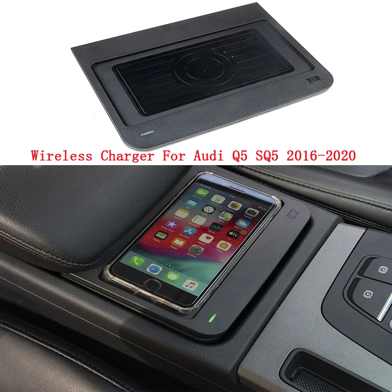 Fast Wireless Charging plate center armrest Intelligent Infrared Car Phone Wireless Charger Holder For Audi Q5 SQ5 2016-2020