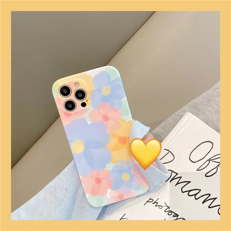 Cute Colorful Flowers Phone Case For iPhone 13 Pro Max 12 Mini 11 X XS XR 7 8 Plus SE 2020 Fashion Floral Soft Shockproof Cover