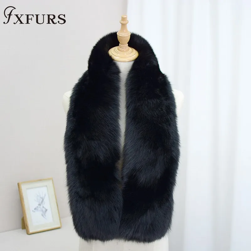 FXFURS роскошный шарф из натурального меха лисы кожаный шарф большого размера натуральный шаль из лисьего меха Зимний женский палантин