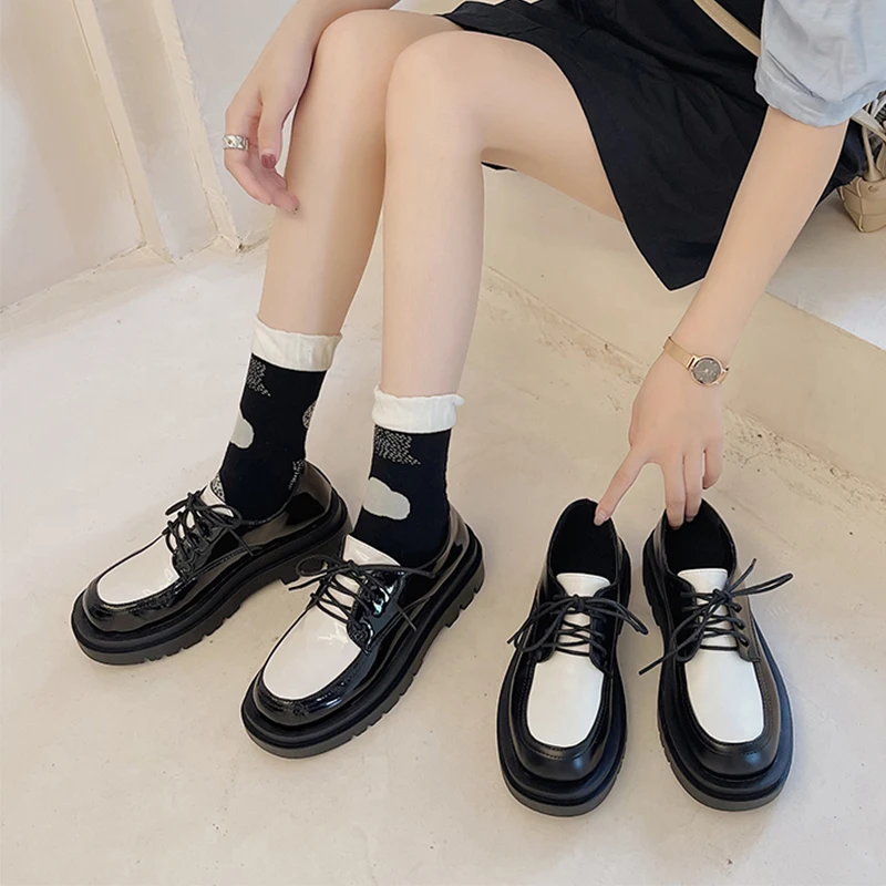 

New Fashion Women Oxfords 2021 Autumn Comfortable Lace Up Platform Flats Office Leather Shoes Women Loafers Casual Boat Shoes