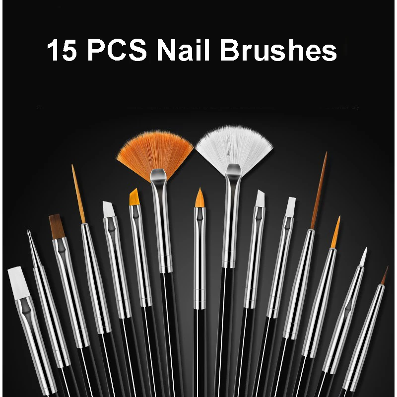 Nail Brush For Manicure Gel Brush For Nail Art 15Pcs/Set Nail Brush Acrylic Liquid Powder Carving Gel Brush