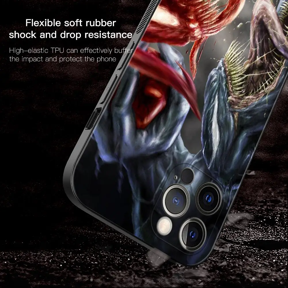 Venom MARVEL Phone Case For iPhone 14 13 12 11 Pro Max Mini XS Max XR X 7 8 Plus 6S Black Cover Silicone Shell Fundas