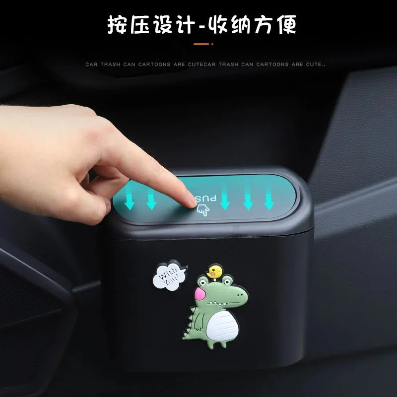 3D милый мультяшный автомобильный контейнер для мусора откидная крышка мусорная