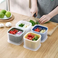 double layers fresh keeping box kitchen refrigerator fruit and vegetable draining boxes onion ginger garlic storage container