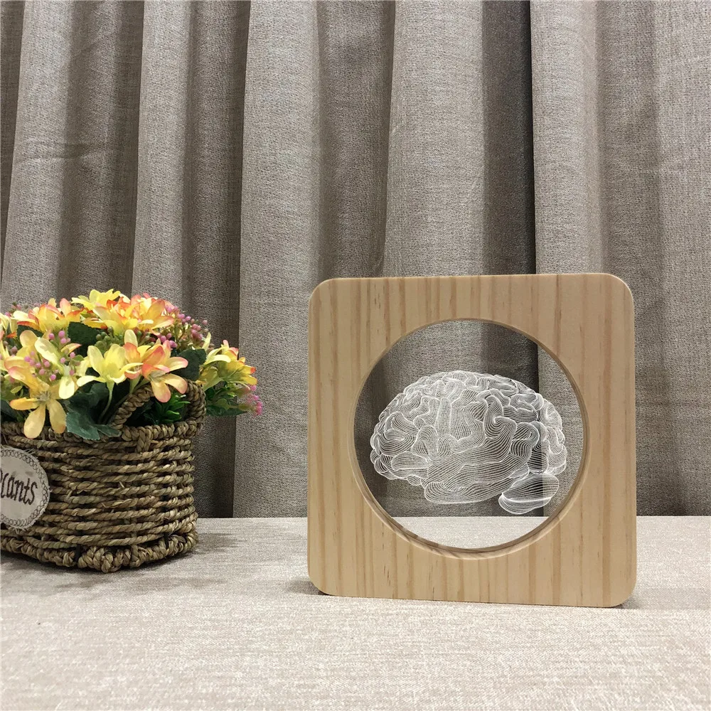 

Brain Design 3D LED Arylic Night Lamp Table Light Switch Control Carving Lamp for School University Decorate Dropshipping