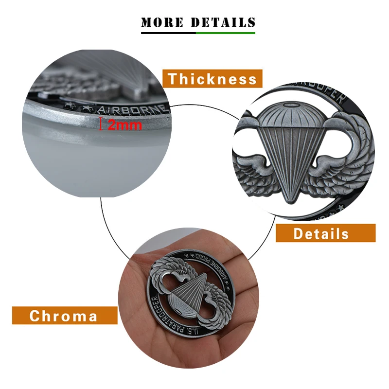 WR США парашютный солдат испытание монета Декор для дома Соединенные Штаты