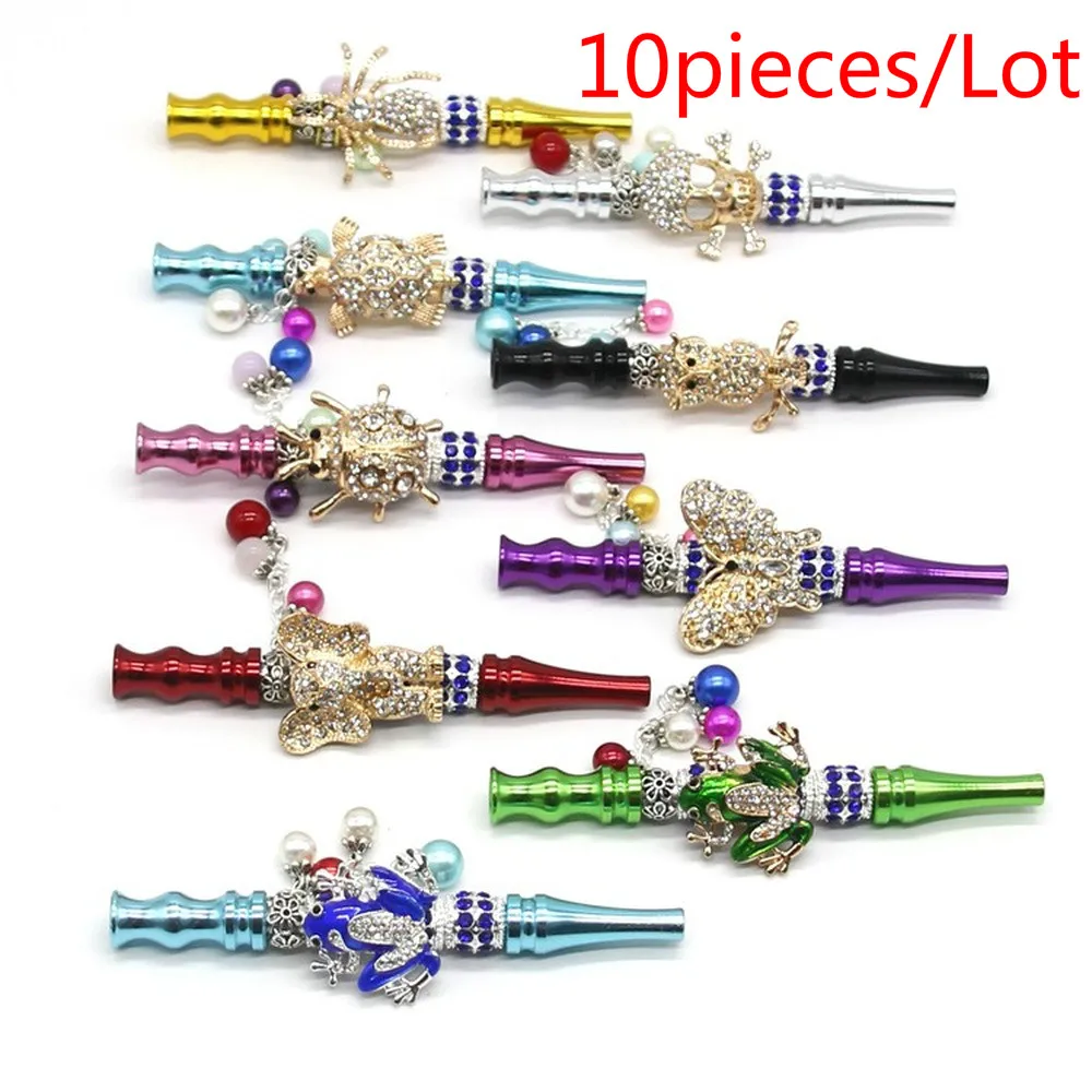 

10pcs Animal Shaped Metal Arab Shisha Mouth Tip with Diamond Narguile Filter Water Smoking Tips for Hookah Hose with pendant