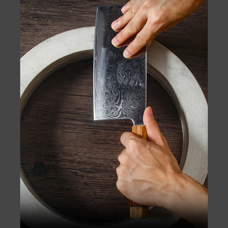 Китайский нож кухонная утварь из нержавеющей стали 7cr17 440C мясник сантоку