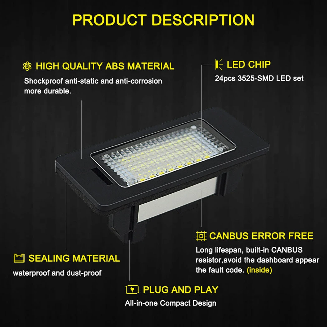 

Error Light Bulb Free LED License Plate For BMW E90 E92 E39 E60 E61 M5 E70 6500K