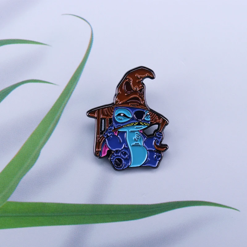 

Lilo & Stitch Brooch magic sorting hat Enamel Pin Wonderful World Badge funny mash-up gift