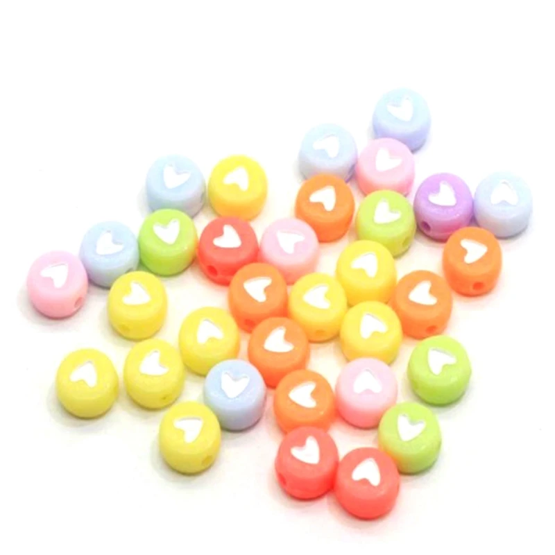 2800 шт. 7 мм акриловые бусины плоские круглые цветные сердца б/у браслет ручной