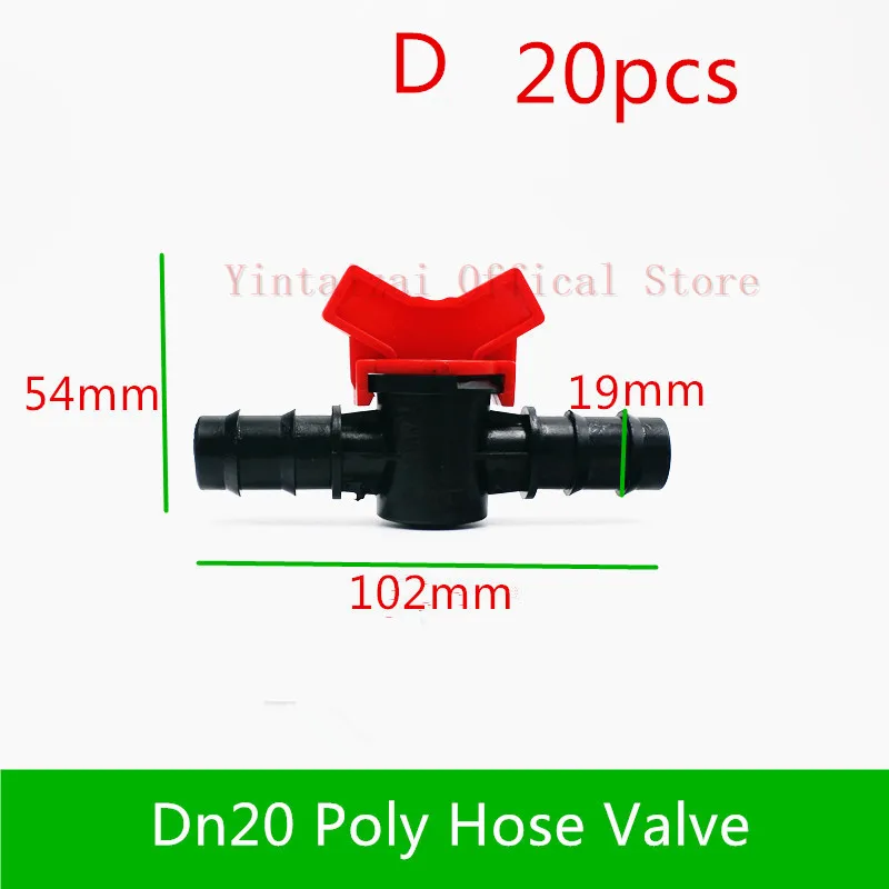 20PCS Mini-Valve 16MM Barb x 16MM Hose Valve Water Garden Tap Hose Connector Sprinkle Drip Irrigation Fittings