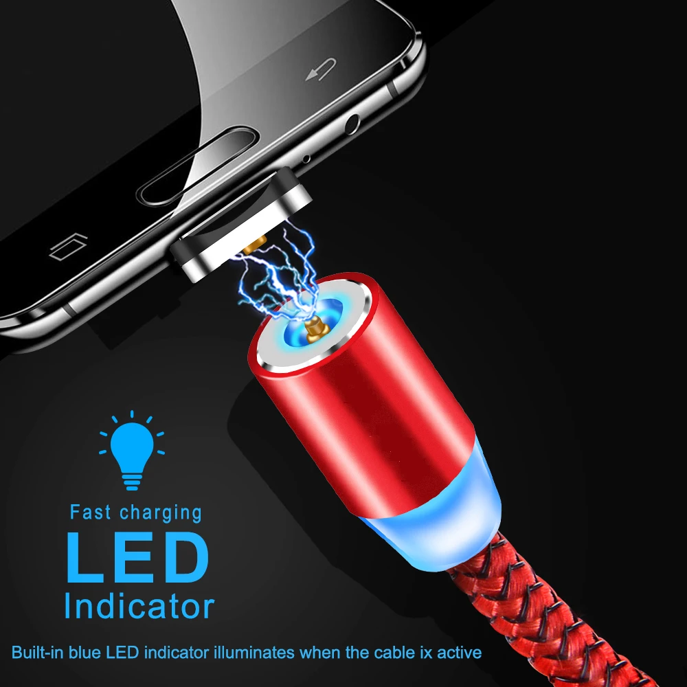 Магнитный Micro USB Type C кабель BaySerry для быстрой зарядки LED магнитное зарядное