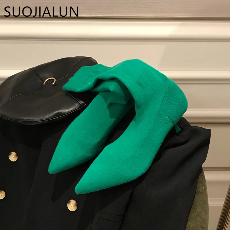 SUOJIALUN/женские ботинки модные эластичные ярких цветов сезон весна осень женские