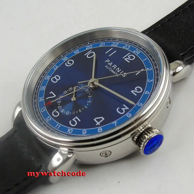 Мужские часы с автоматическим механизмом 42 мм циферблат Парнис синим
