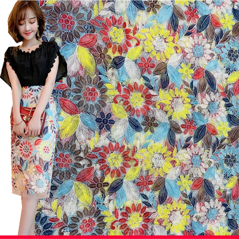 

Japan and South Korea boutique mesh embroidery sun flower lace handmade DIY dress children's clothing fabric clothes fabric