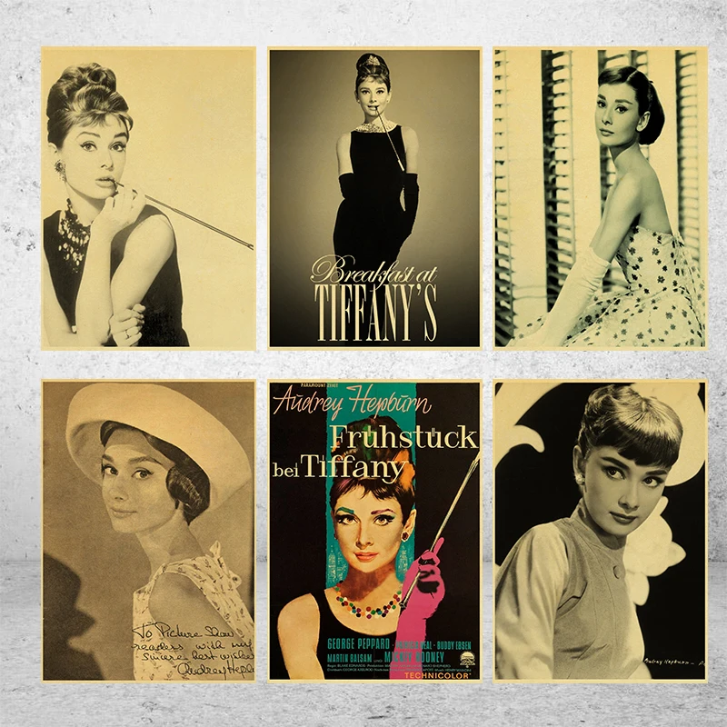 Постеры В Стиле Ретро Одри Хепберн из известных фильмов/фильмов крафт-бумага