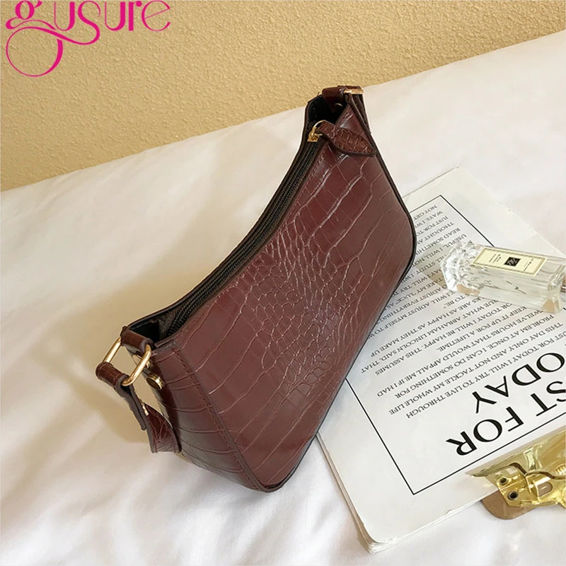 Gusure Модные Винтажные женские сумки на плечо с крокодиловым узором 2021 модная