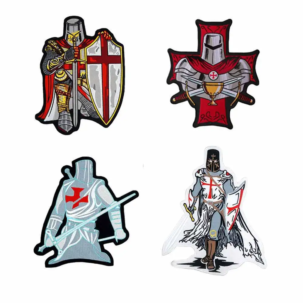 

large red cross fight biker Patch iron on BACKING Embroidered for clothing jeans
