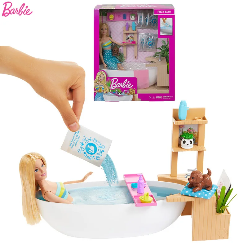 

Original Barbie Dolls Toys for Girls Fizzy Bath Doll with Puppy Doll Toys for Kids Barbie Accessories Toys for Children Gift