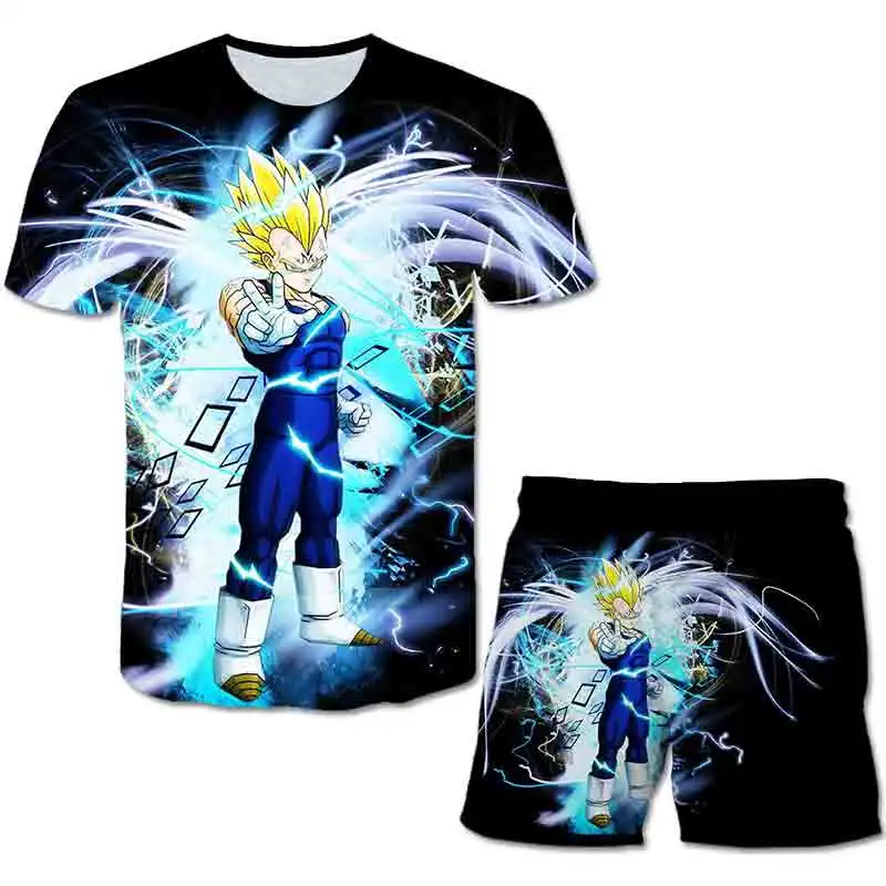 

Dragon-Ball Vegeta Tshirts Boys Pants Summer Short Sleeve Kids Clothes Japan Anime Boys T Shirt Shorts Children Clothing Sets