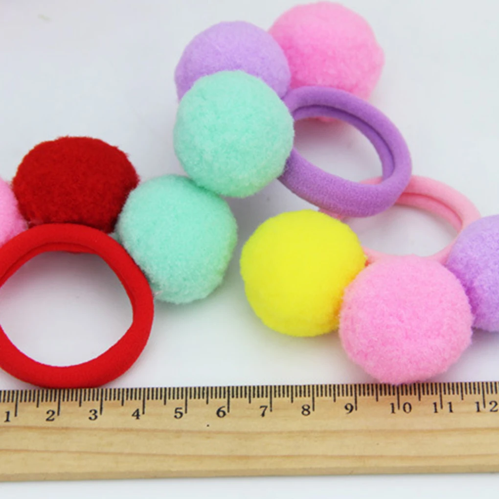 

Children Candy Color Headwear Kids Girls 3 Balls Hair Rope Elastic Hair Ring Lovely Baby Toddler Headband Headwear Hair Bands
