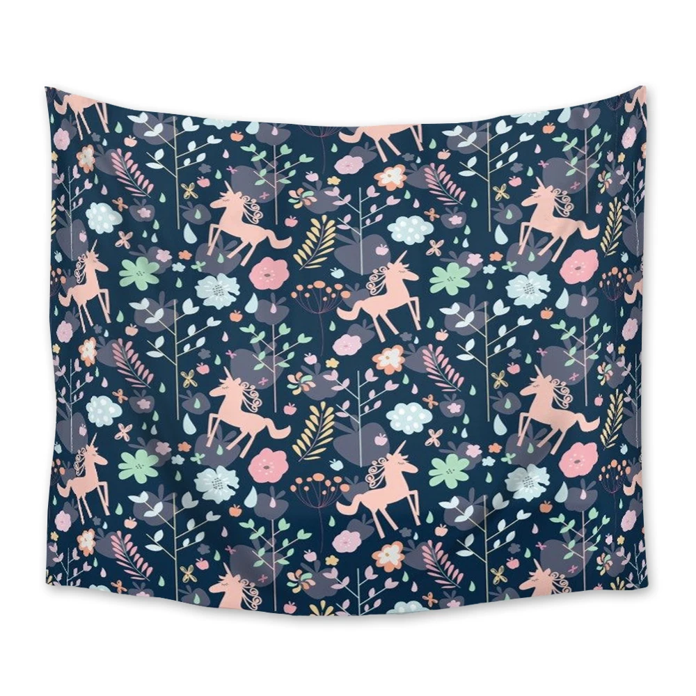 

Unicorn Plant Flower Tapestry Wall Hanging Hippie Witchcraft Decoration Room Home Decor Tapestry Wall Blanket