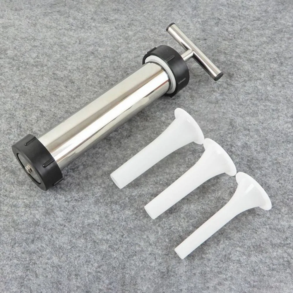 

30.5x10.5cm White With Black Stainless Steel Sausage Stuffer Hand Holding Food Grade Sausage Stuffer High Quality