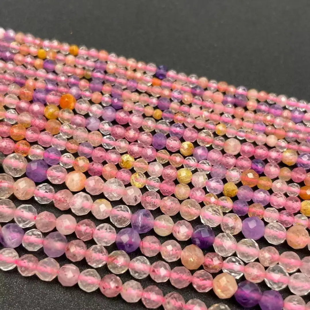 2 3 4 мм бусины из натурального камня AAA Супер семигранный круглый комплект для