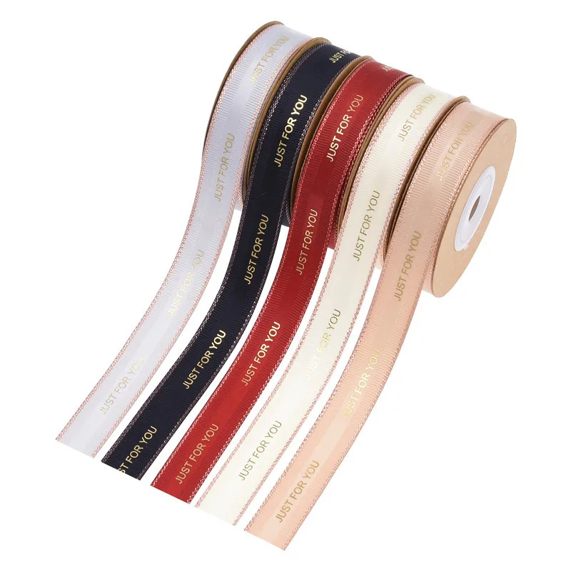 

10yards /Lot 1.5cm Polyester Ribbon Printed "Just For You" Handmade Romantic Gift Packaging Belt For Wedding Decorations